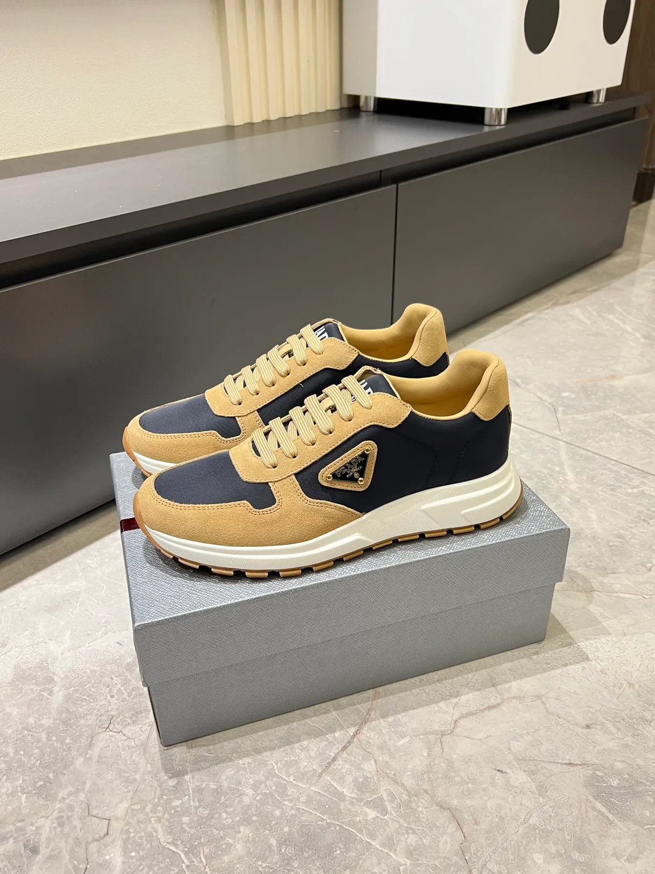 Prada Cloudbust Navy and Beige Lifestyle Sneakers