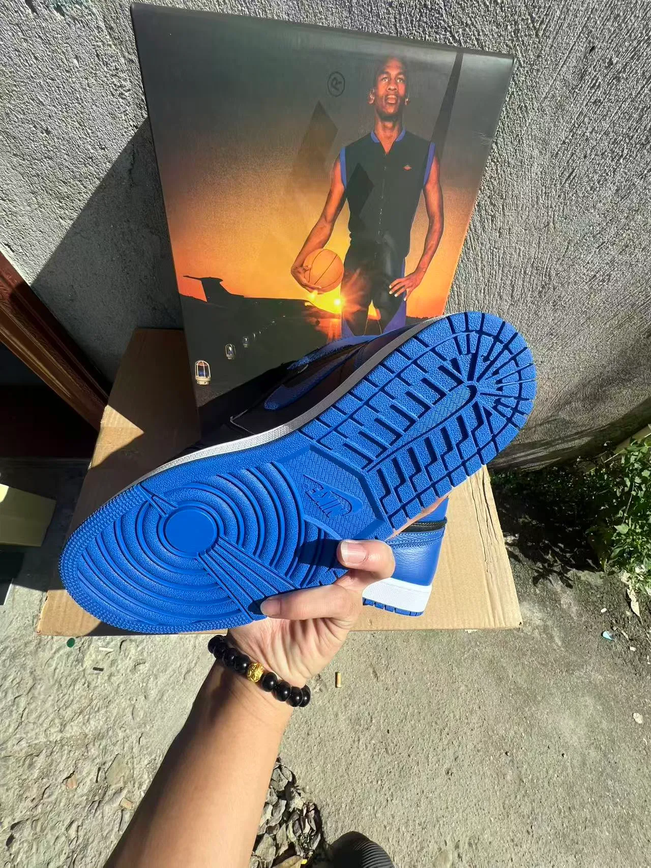 Air Jordan 1 Black Royal Blue Leather Basketball Shoes