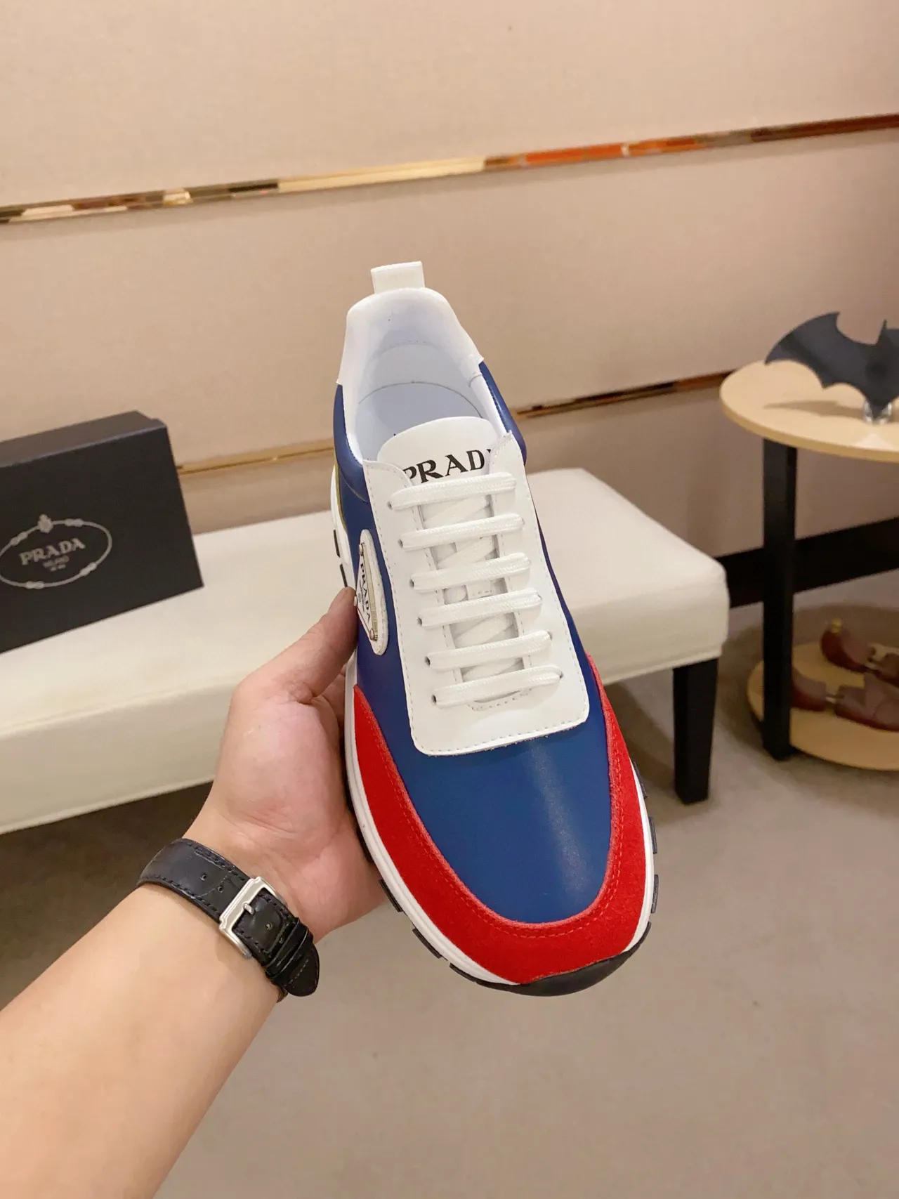 Prada Cloudbust Color-Block Leather and Suede Lifestyle Sneakers