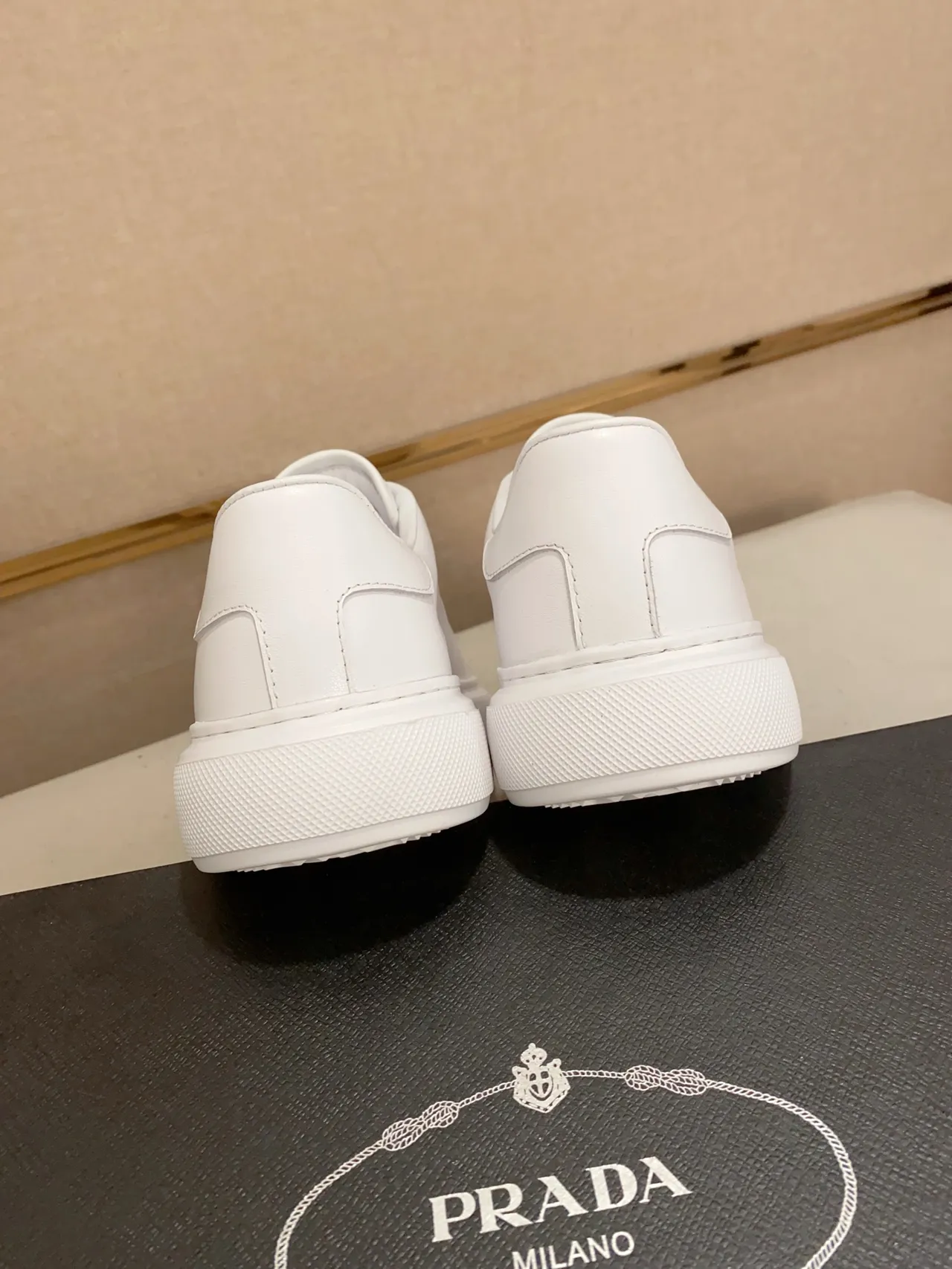 Prada Cloudbust White Red Leather Triangular Logo Plaque Lifestyle Sneakers
