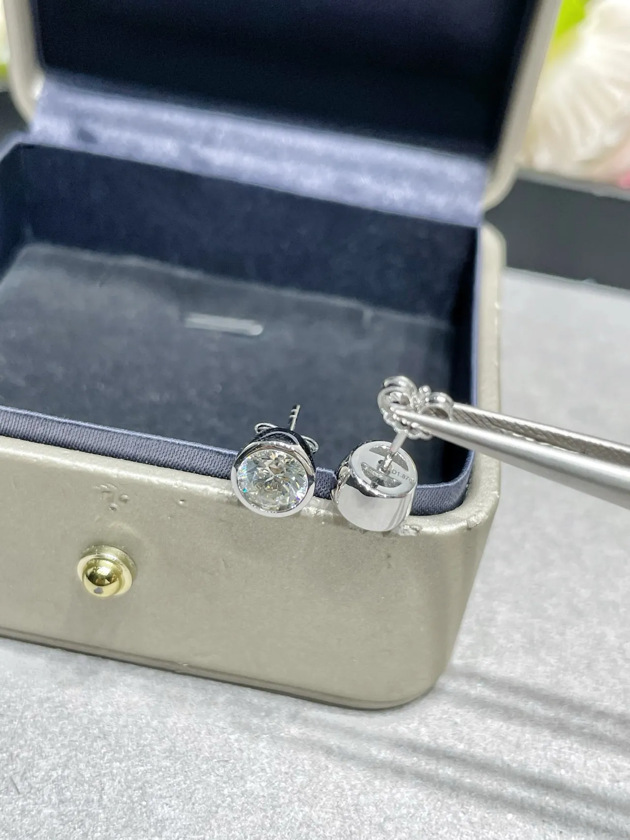 Tiffany & Co. Round Bezel-Set Brilliant-Cut Stud Earrings