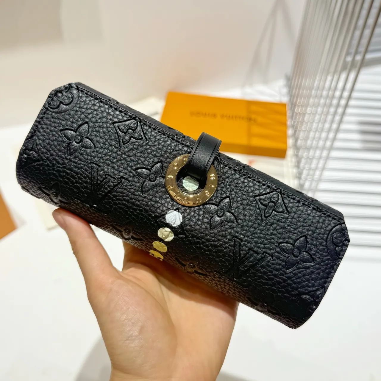 Louis Vuitton Monogram Leather Roll Clutch Handbag