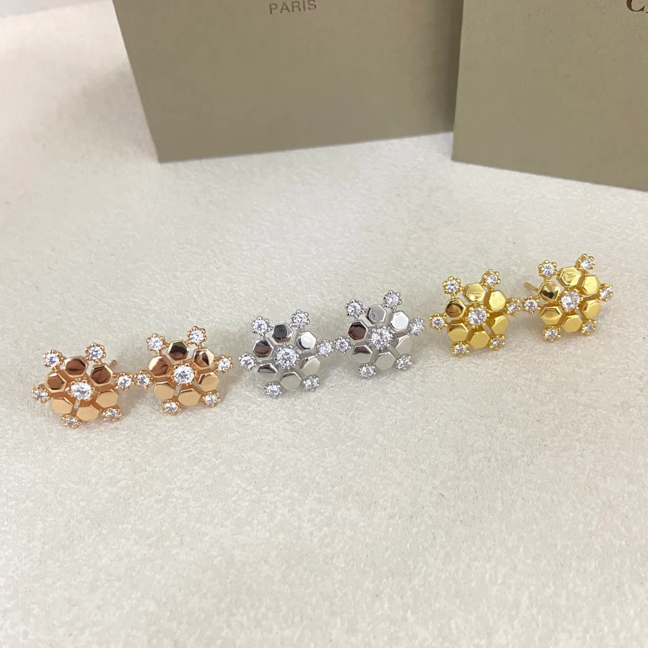 Chaumet Bee My Love Honeycomb Pavé Crystal Stud Earrings