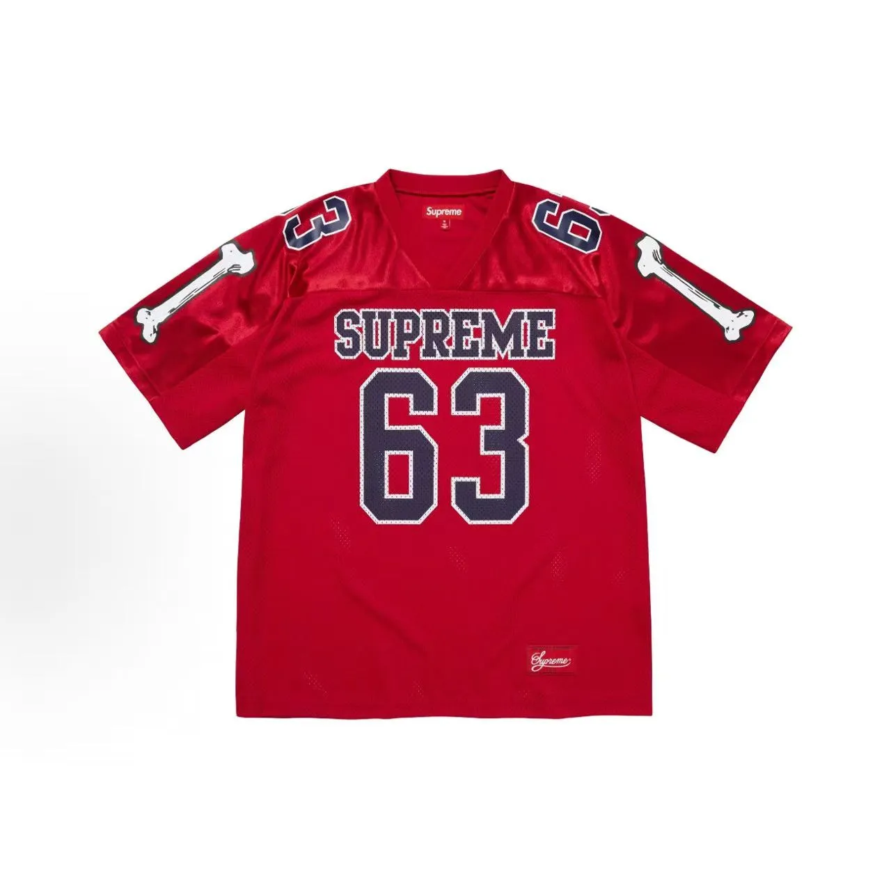 Red Navy Mesh Construction Numbered Back Jersey