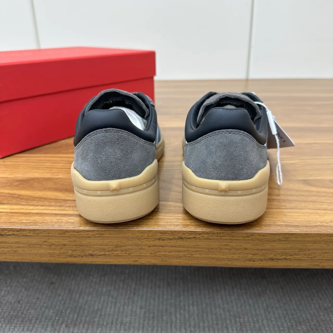 Valentino Gray Blue Suede Upper Light Side Stripe Lifestyle Sneakers