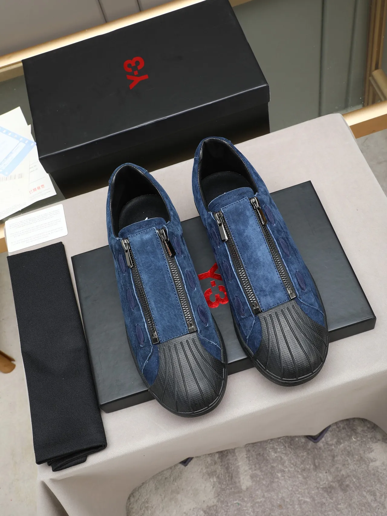 Adidas Blue Black Suede Upper Zipper Closure Lifestyle Sneakers