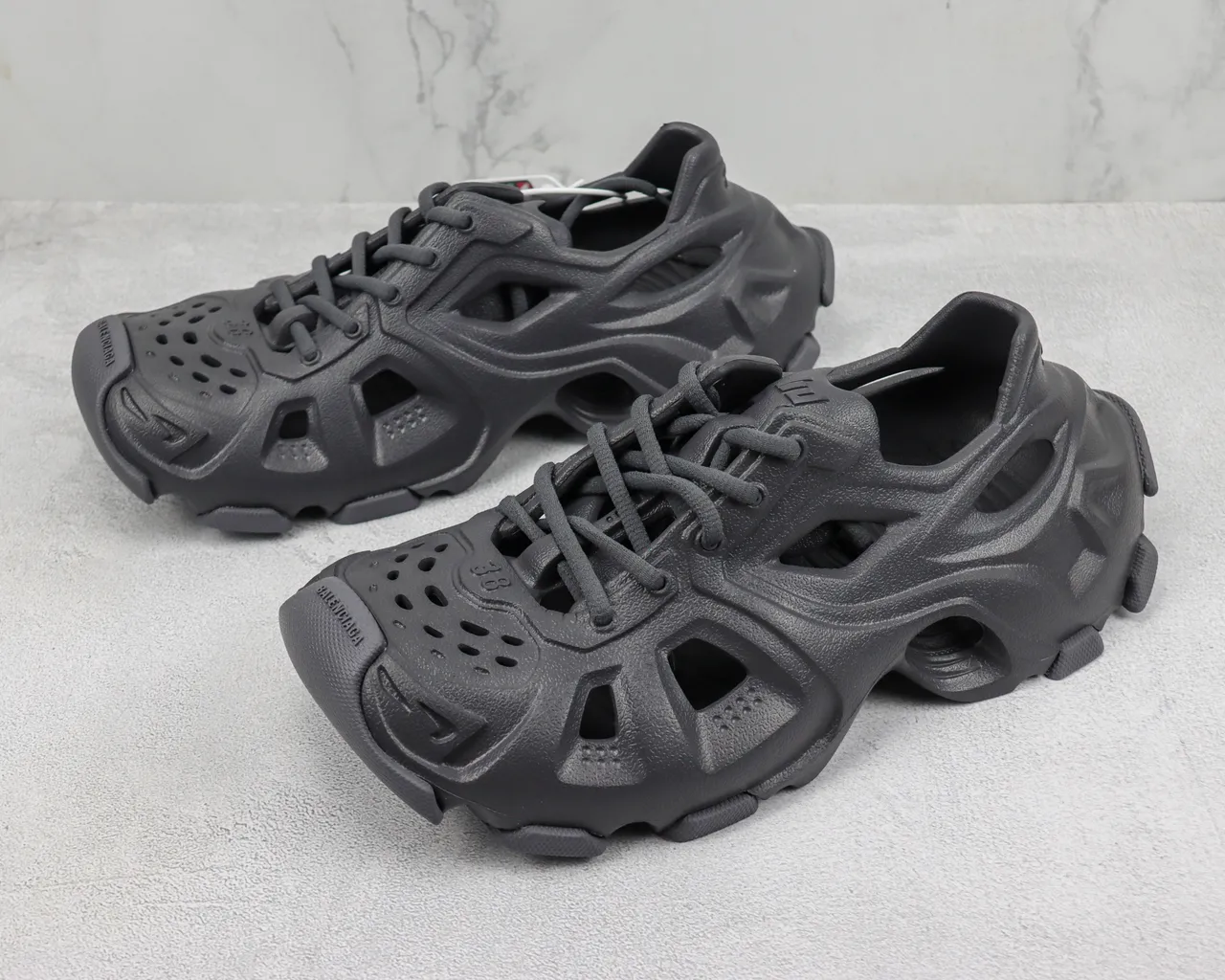 Crocs Gray Monolithic Molded Foam Ventilated Cutout Design Chunky Sneakers