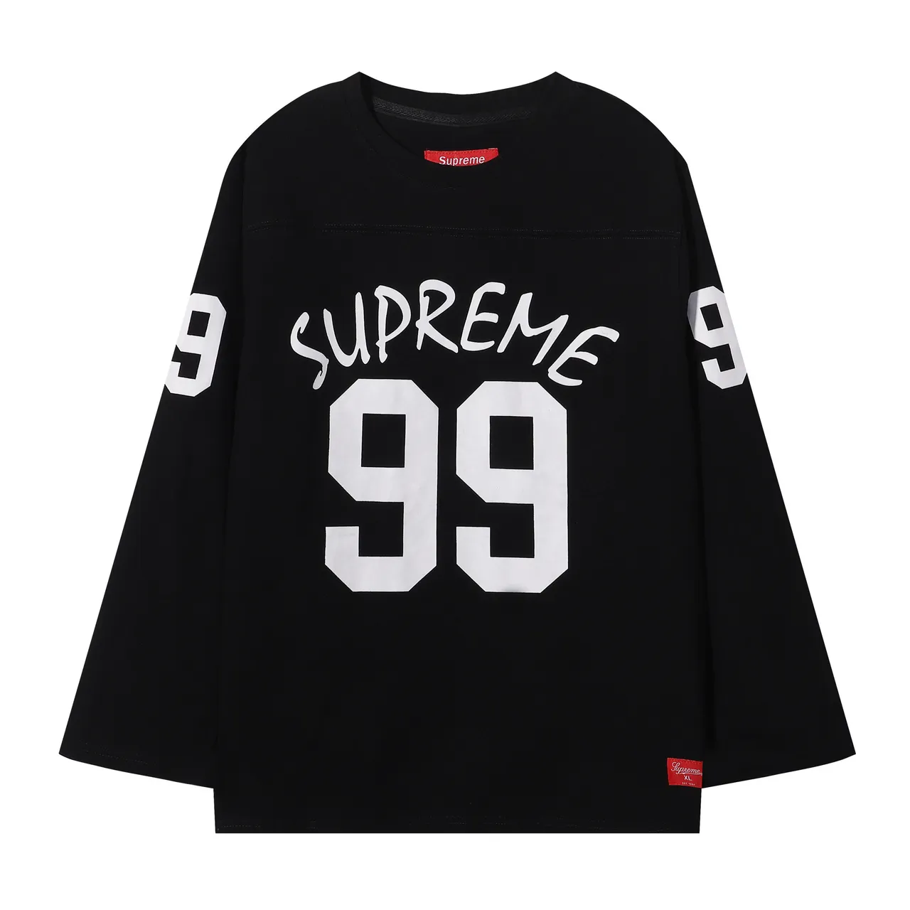 Supreme 99 White Navy Long-Sleeve Crewneck Jersey