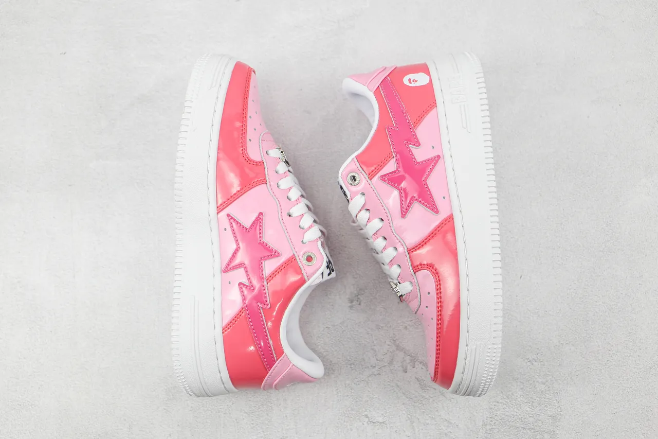 A Bathing Ape BAPE STA Glossy Pink Star Logo Lifestyle Sneakers