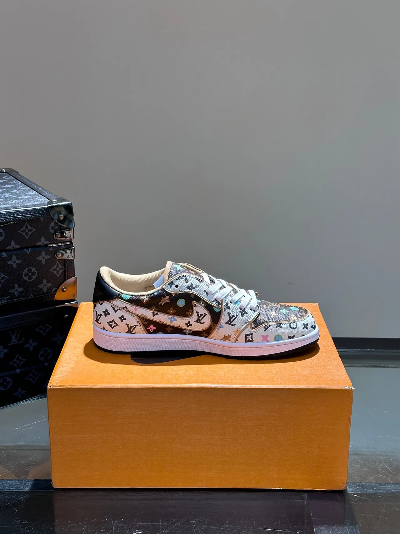Nike Air Jordan 1 Low Monogram Print Lifestyle Sneakers
