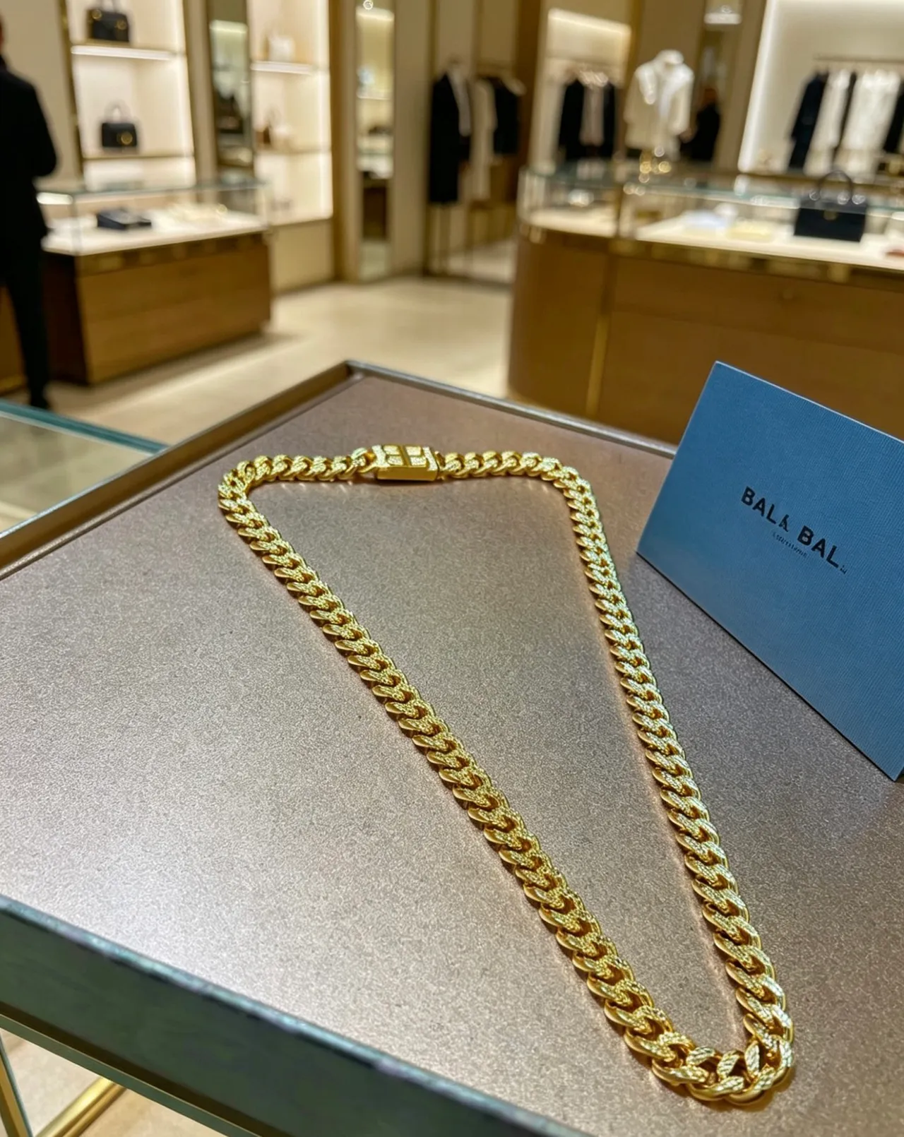 Balenciaga BB Chain Gold Chunky Curb Logo Clasp Necklace