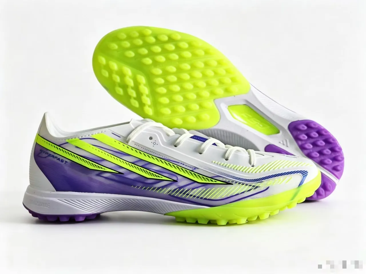 Adidas White Purple Low-Cut Synthetic Upper Molded Turf Studs Artificial-Grass Soccer Shoes