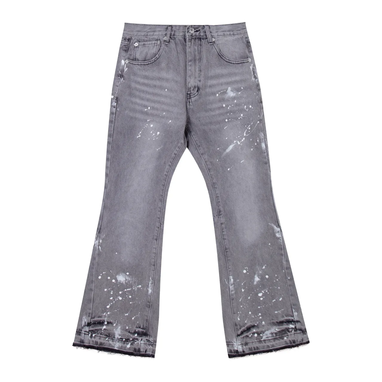 Levi's Paint-Splatter Distressed Gray Flared Jeans