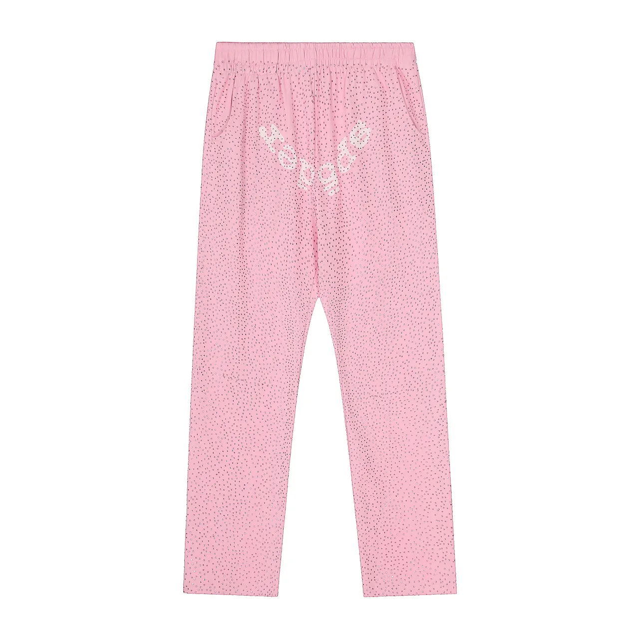 Sp5der Red Perforated Fabric Texture Arched Embroidered Logo Tracksuit