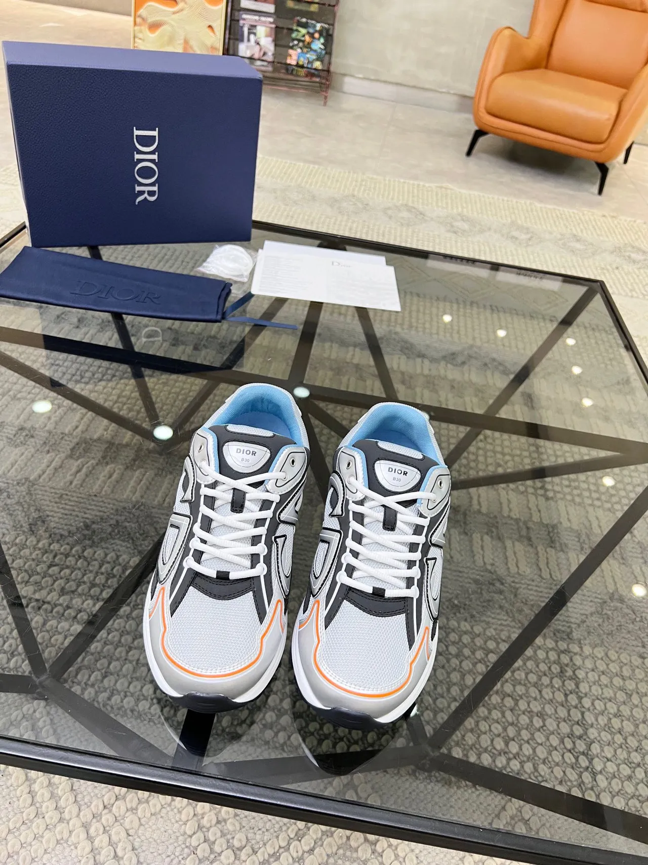 Dior Silver Black Sole Oversized CD Logo Chunky Sneakers