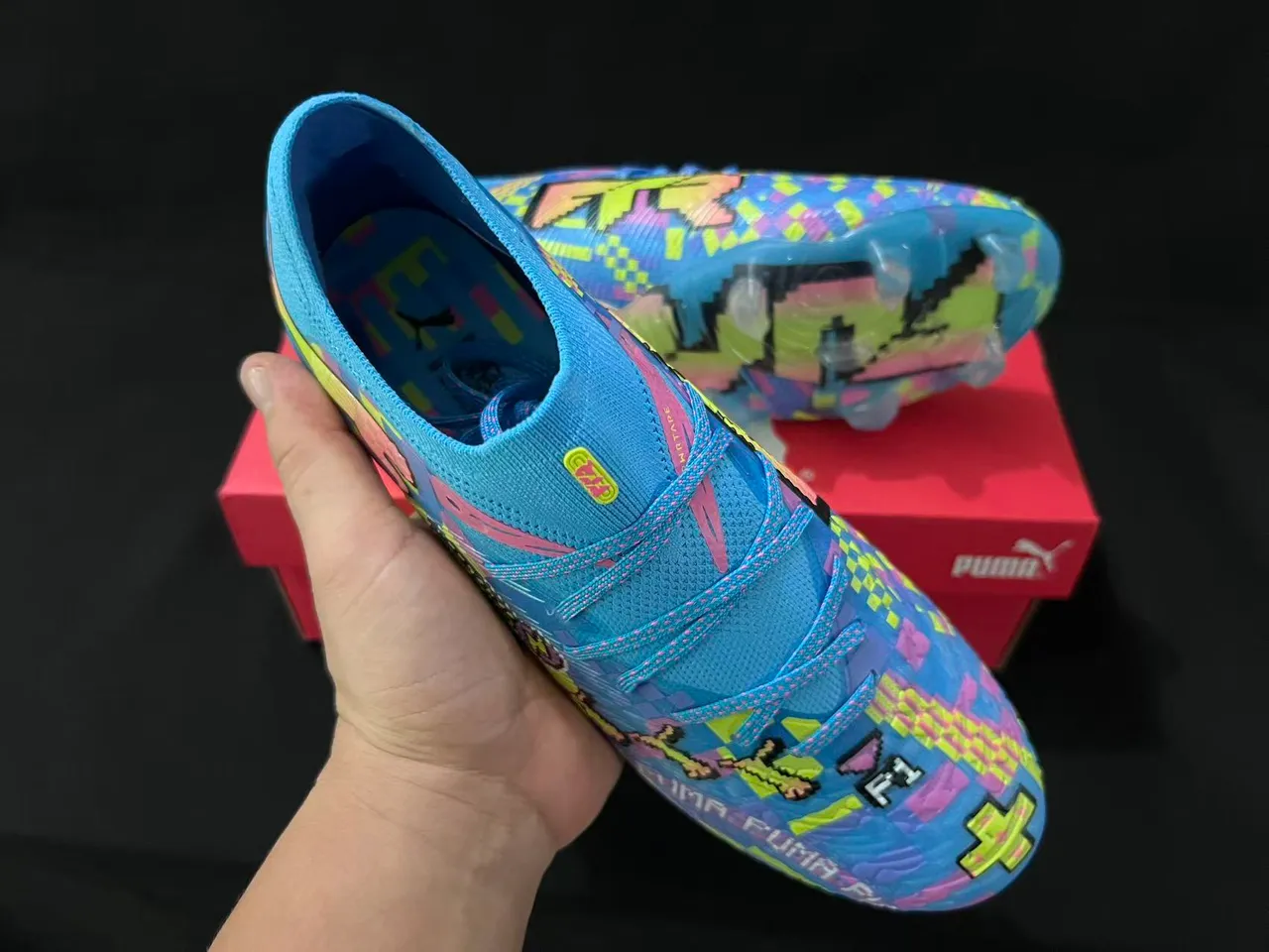Puma Future Z Pixel Art Bright Blue Multicolor Firm-Ground Soccer Shoes