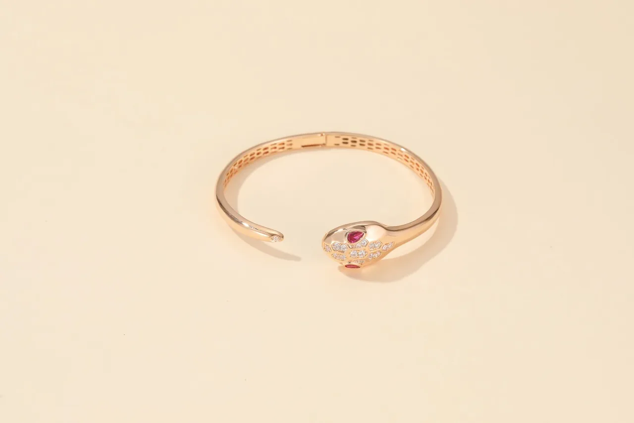 Bvlgari Serpenti Rose Gold Ruby and Diamond Bracelet