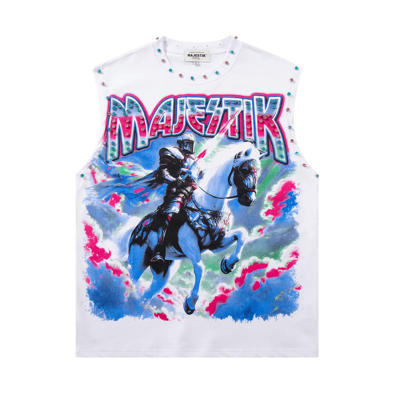MAJESTIK Graphic-Print Rhinestone-Embellished Sleeveless Vest Top