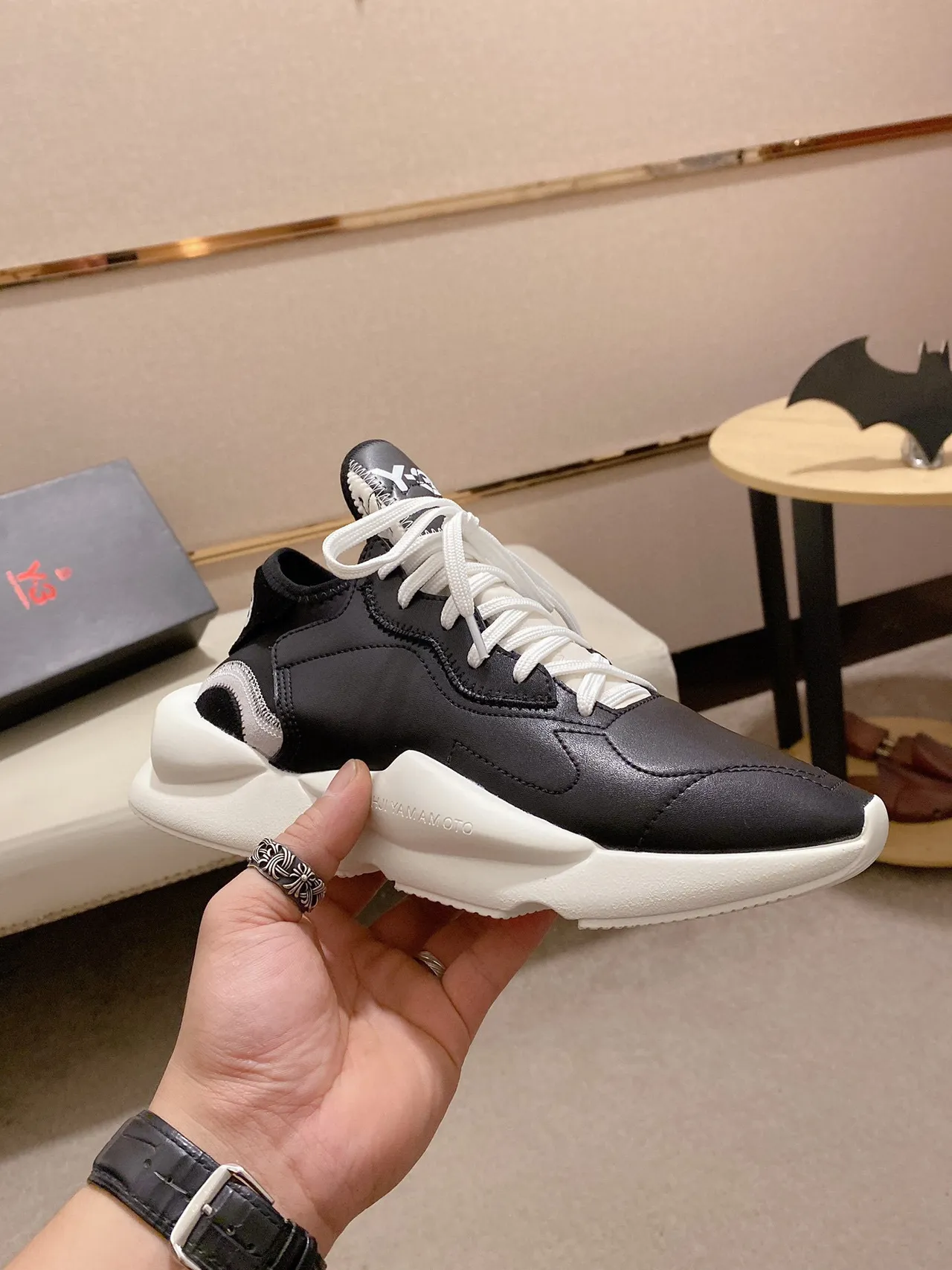 Y-3 Kaiwa Black and White Lifestyle Sneakers