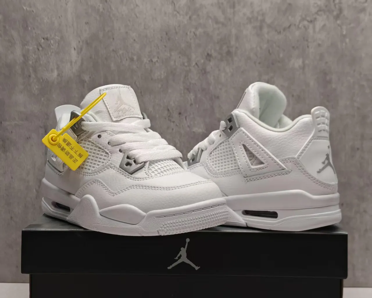 Air Jordan 4 Beige Orange Black Basketball Shoes