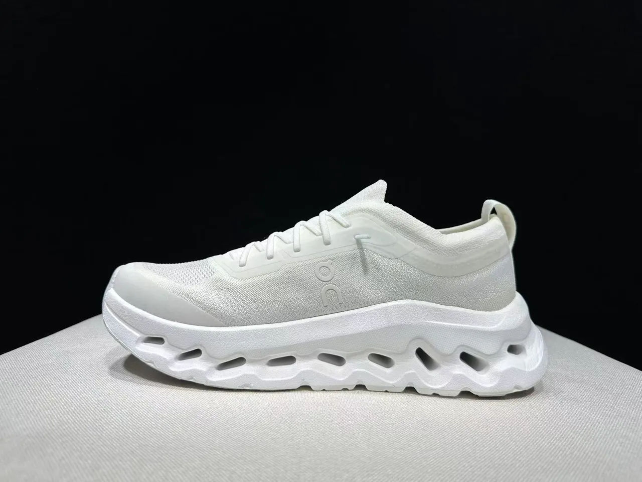 On White Monochrome Knit Upper Chunky Sneakers