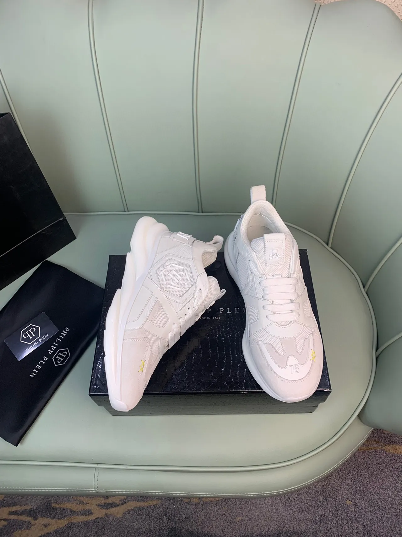 Philipp Plein White Skull Logo Lifestyle Sneakers