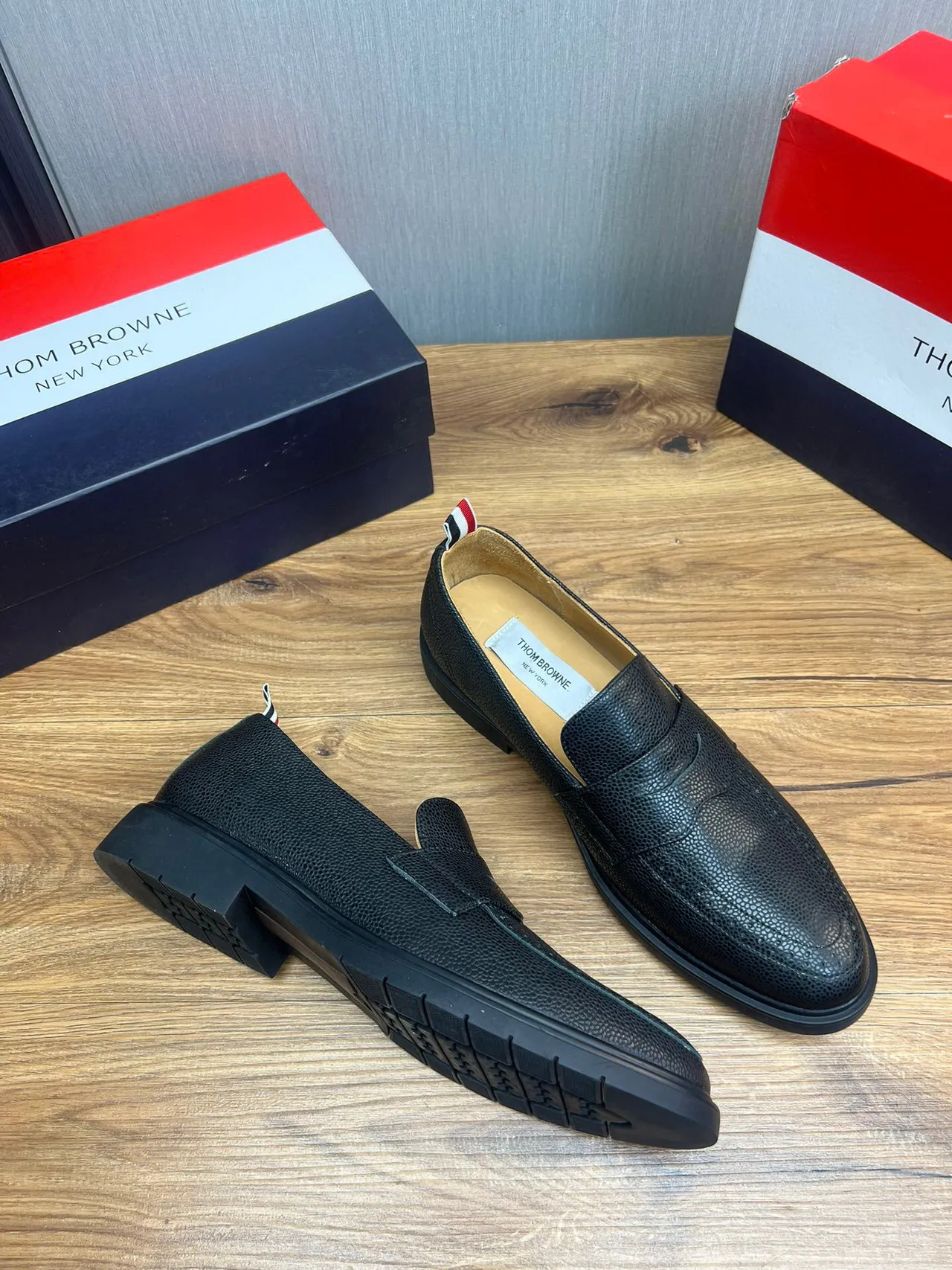 Thom Browne Penny Loafer Black Pebbled Leather Loafers