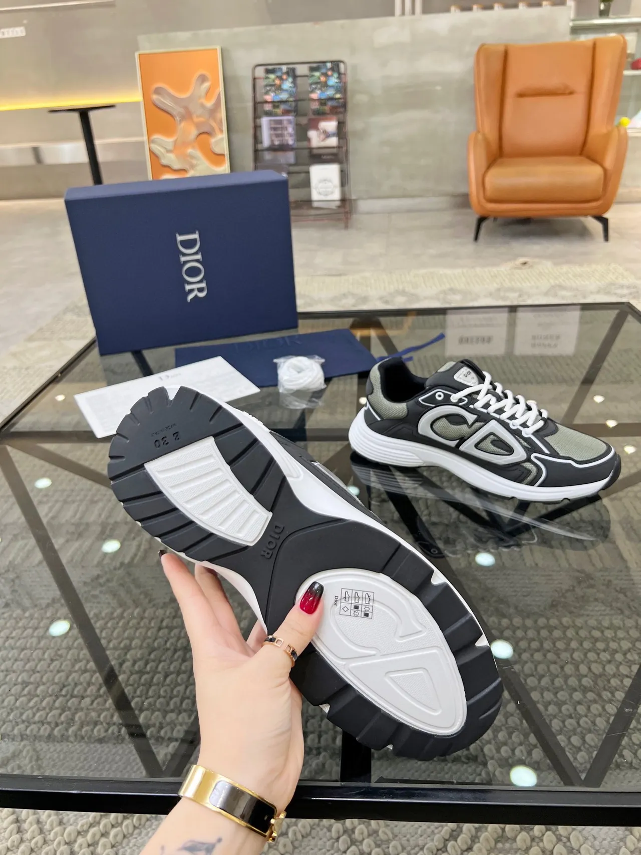 Dior B27 Black Gray White Chunky Sneakers