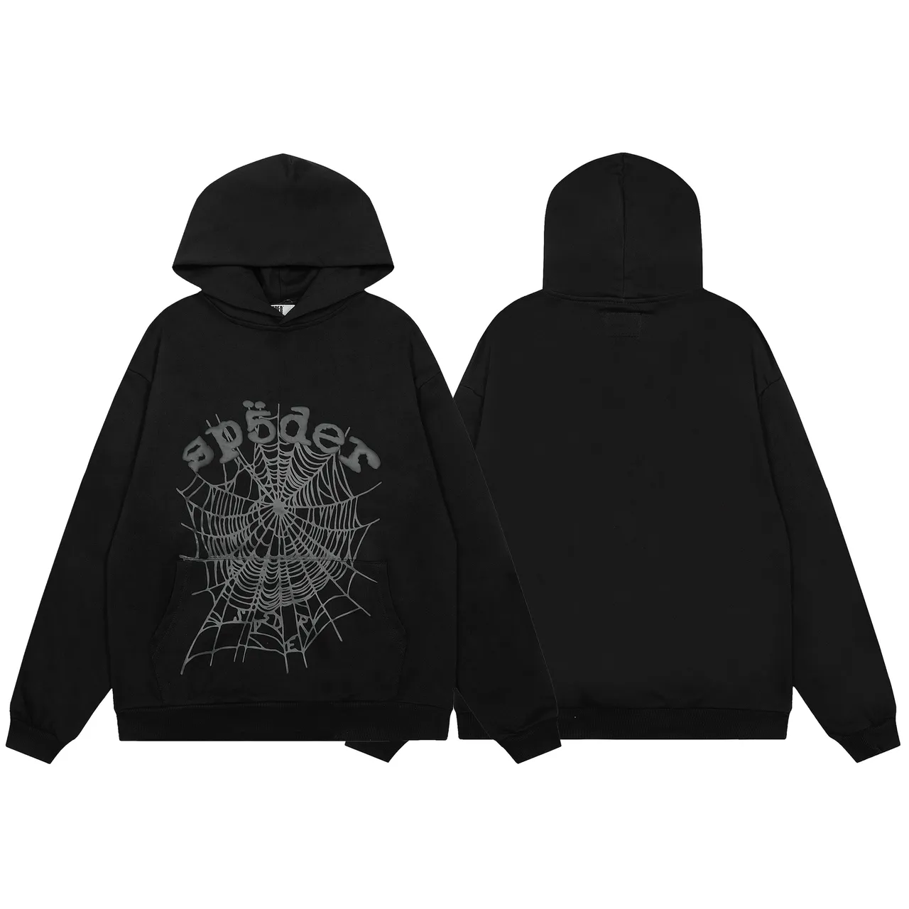 Black Spiderweb Graphic Oversized Hoodie and Jogger Tracksuit