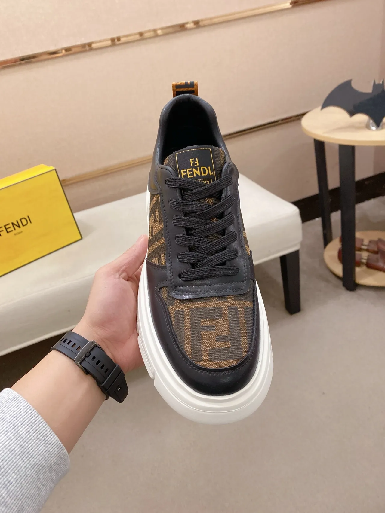 Fendi Monogram Black and Brown Chunky Sneaker