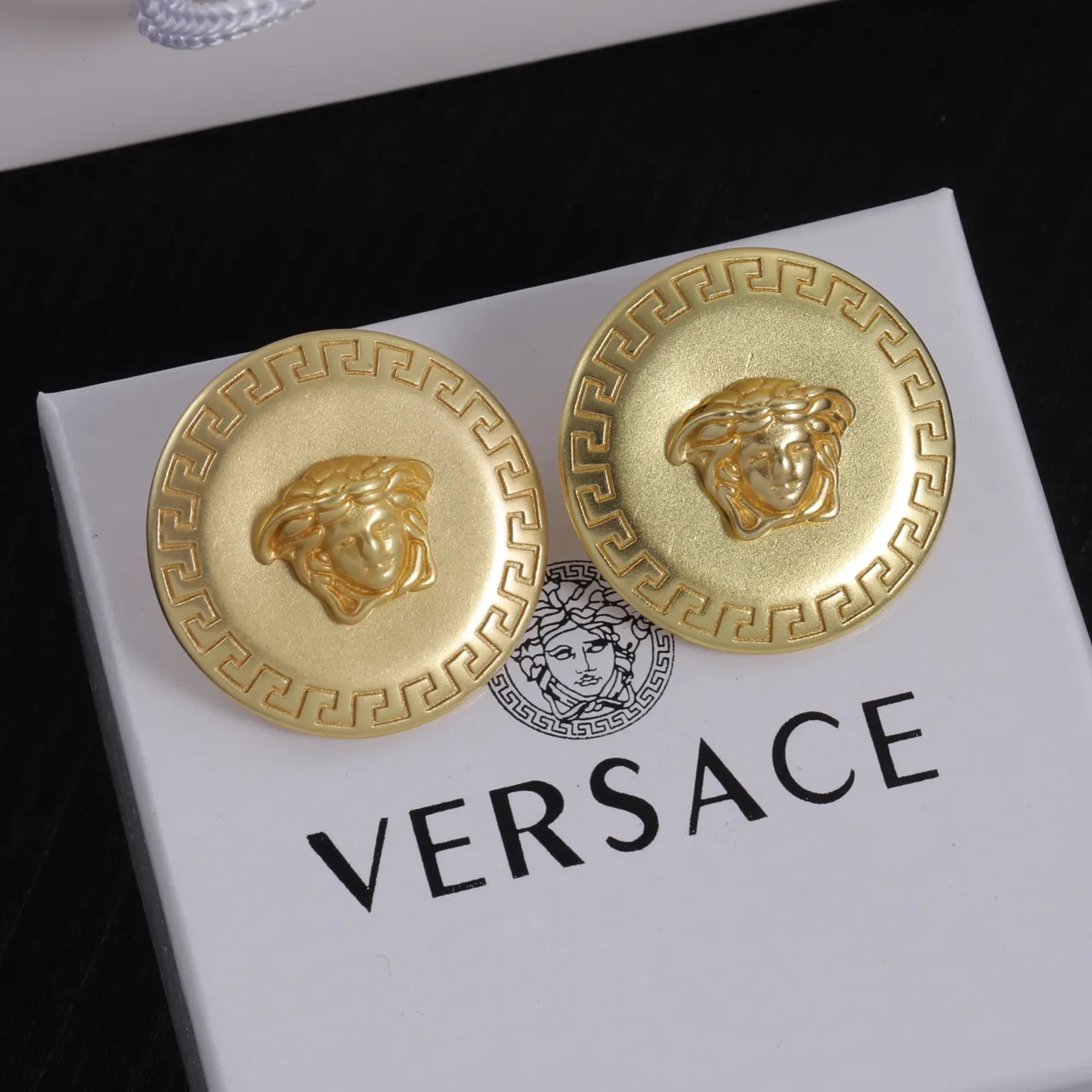 Versace Greca Odissea Gold-Tone Medusa Head Earrings