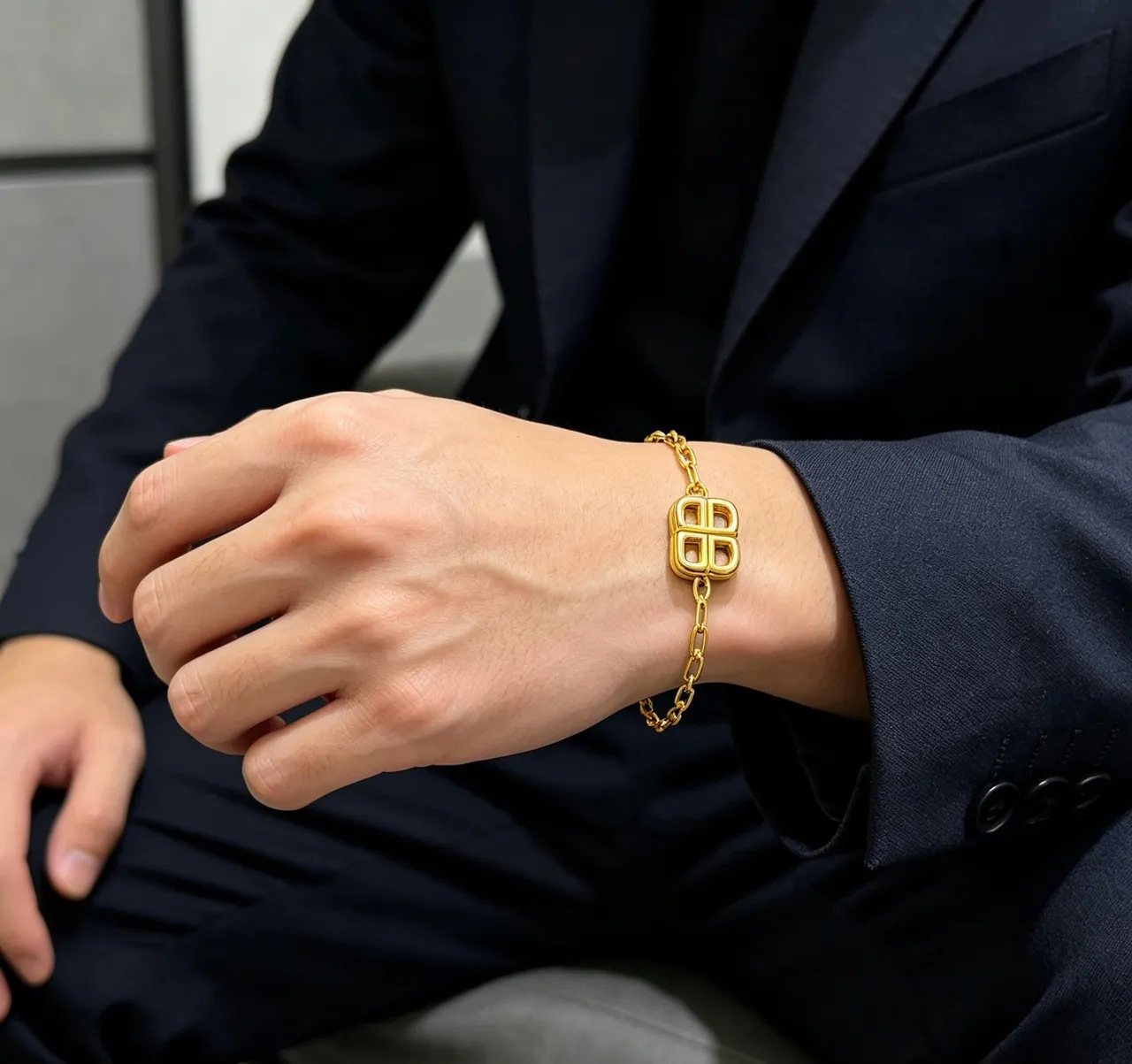 Balenciaga BB Chain Bracelet Gold Tone Bracelet