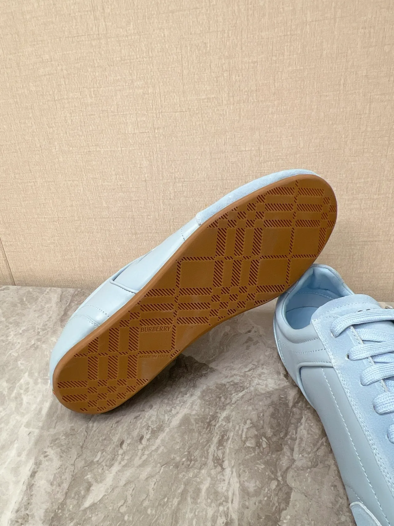 Burberry Knight Light Blue Suede-Leather Lifestyle Sneakers