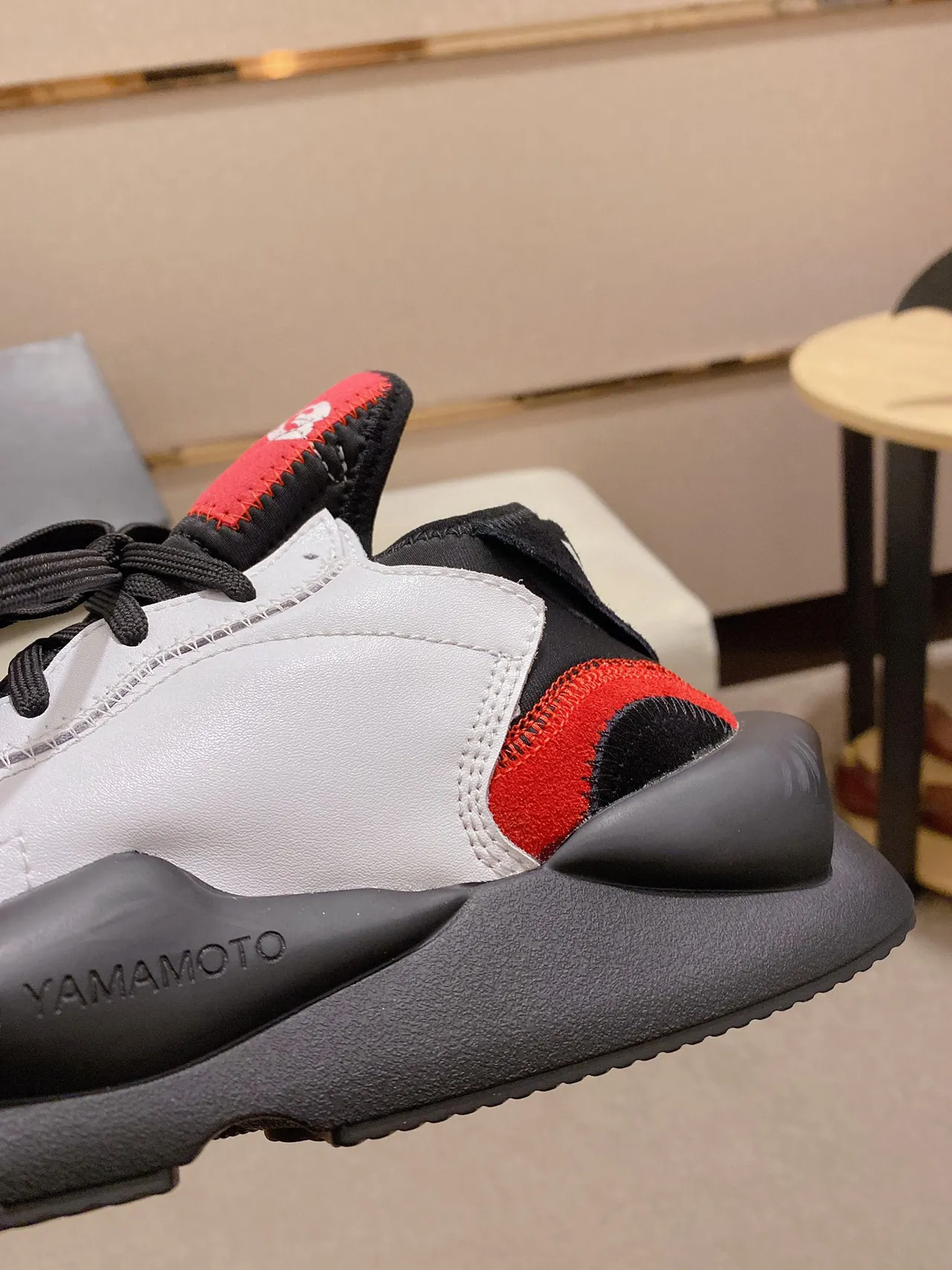 Y-3 Kaiwa White Black Red Chunky Sneakers