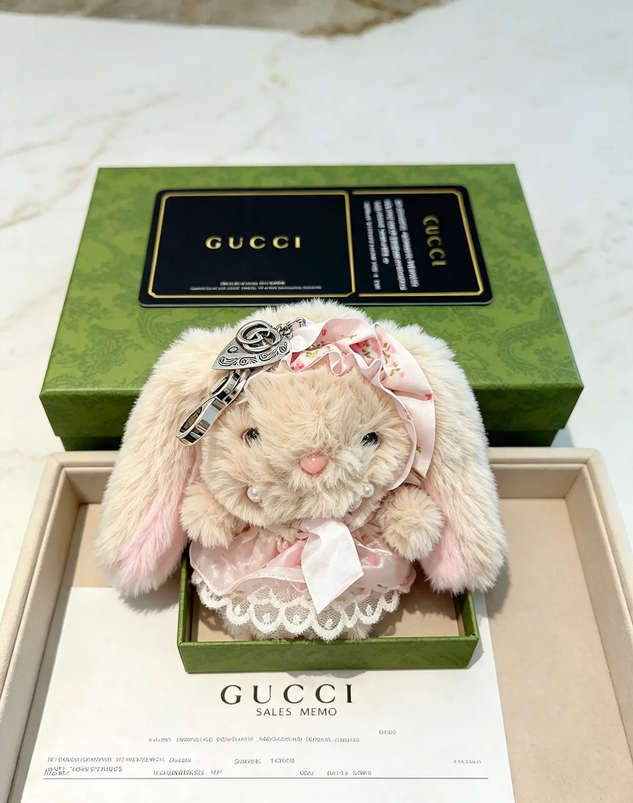 Gucci Beige Pink Plush Rabbit Faux Fur Crossbody Bag