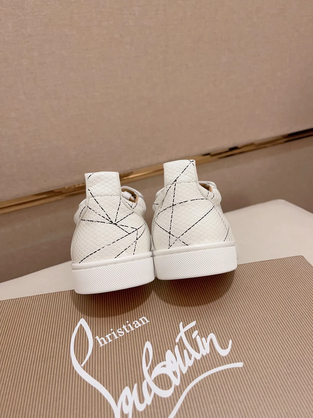 Christian Louboutin White Spiked Toe Quilted-Stitched Upper Lifestyle Sneakers