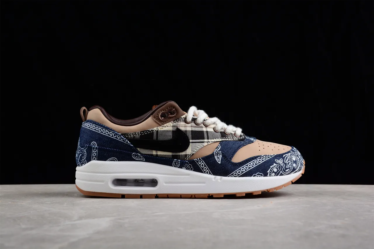 Nike Air Max 1 Denim Bandana Plaid Lifestyle Sneakers