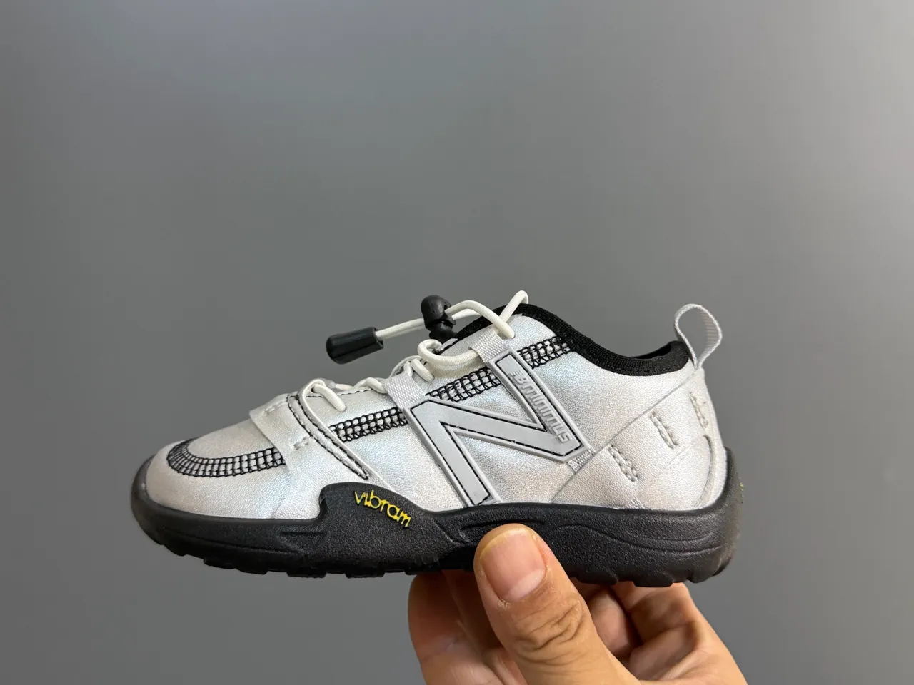 New Balance Silver Black Wide-Fit Vibram Sole Sneakers
