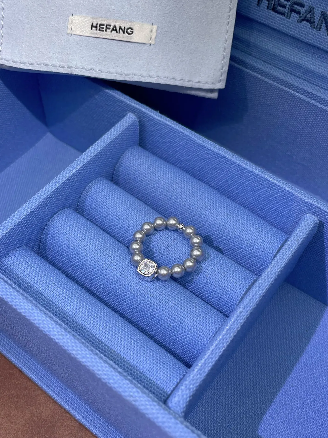 Tiffany & Co. Gray Pearl and Cushion-Cut Stone Ring