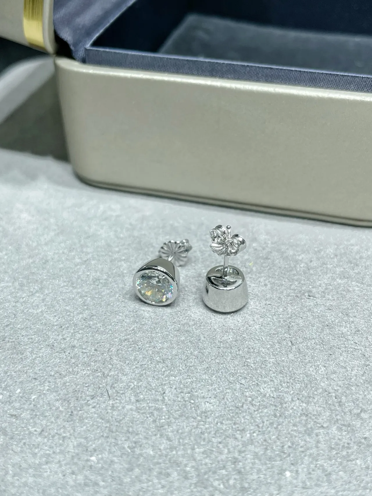 Tiffany & Co. Round Bezel-Set Brilliant-Cut Stud Earrings