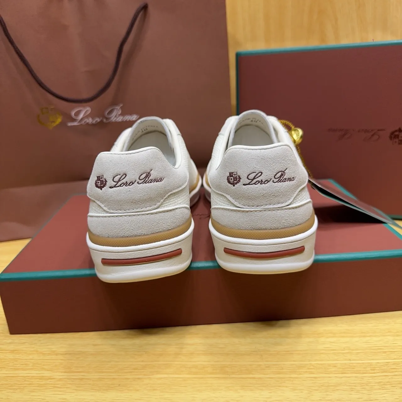 Loro Piana White Textile-Suede Platform Lifestyle Sneakers