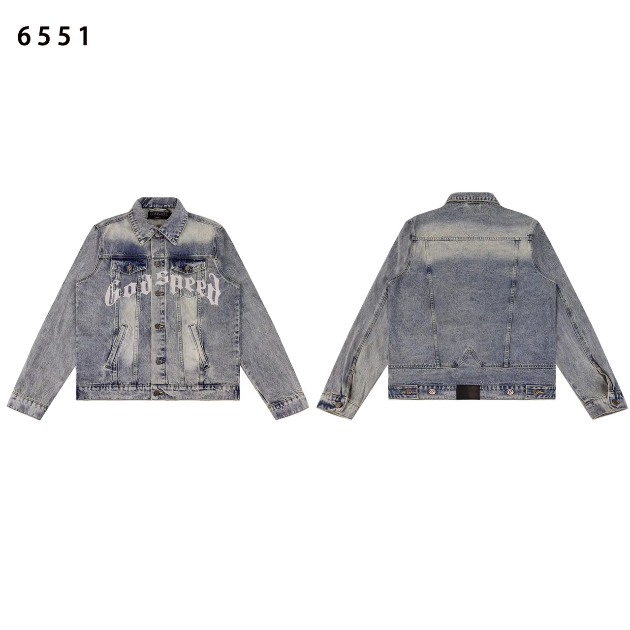 Godspeed Embroidered Logo Distressed Denim Jacket