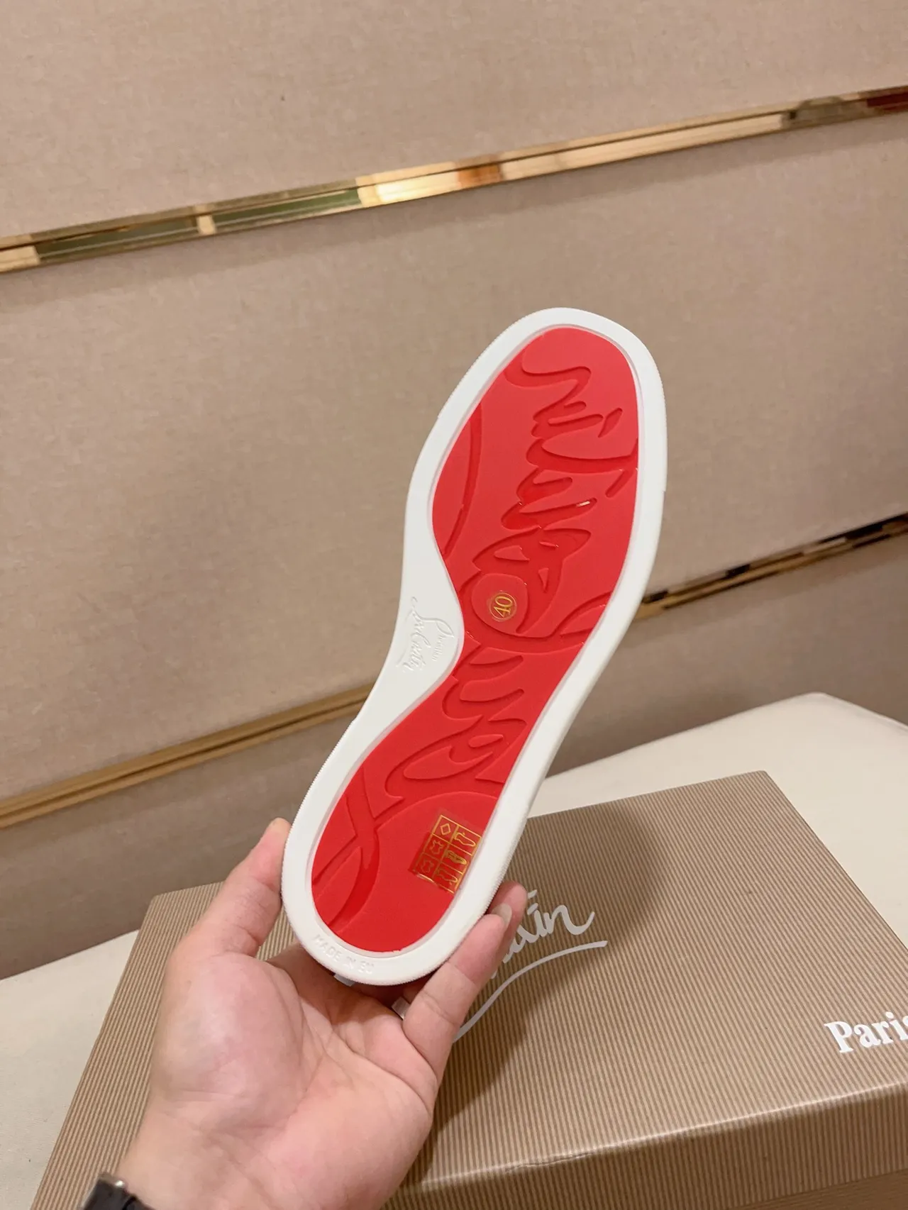 Christian Louboutin White Spiked Toe Quilted-Stitched Upper Lifestyle Sneakers