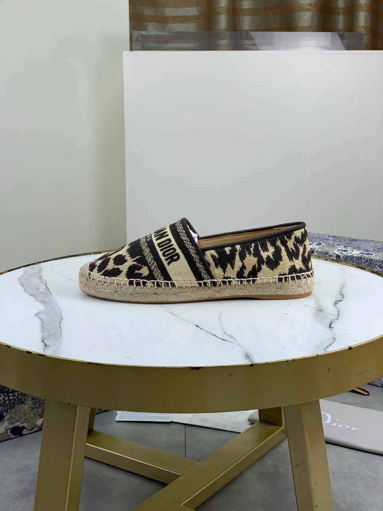 Dior J'Adior Leopard-Print Slip-On Espadrille Boat Shoes