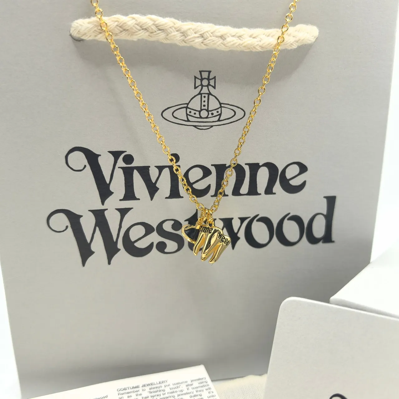 Vivienne Westwood Orb Shoe Charm Gold Silver Chain-Link High-Heeled Necklace