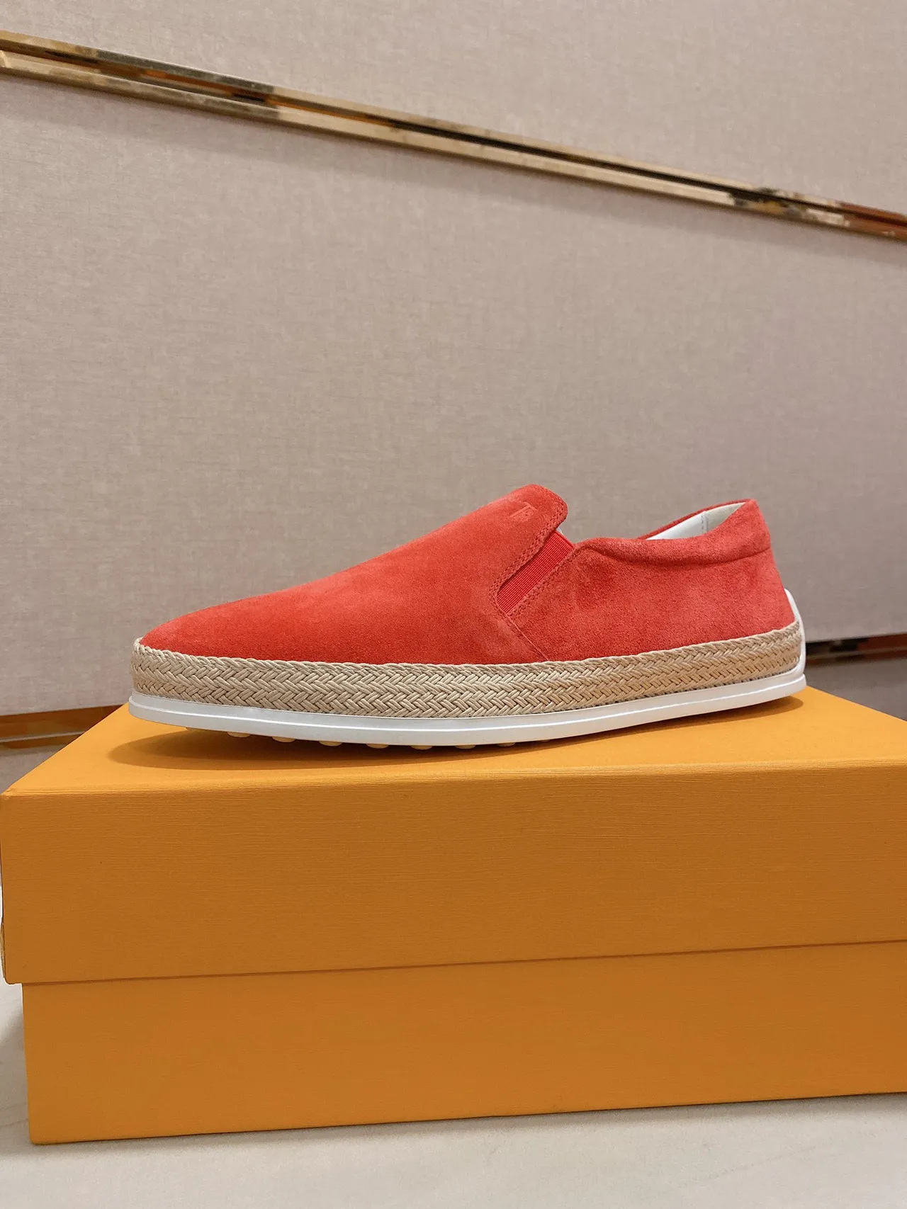 Coral Suede Slip-On Espadrille Boat Shoe