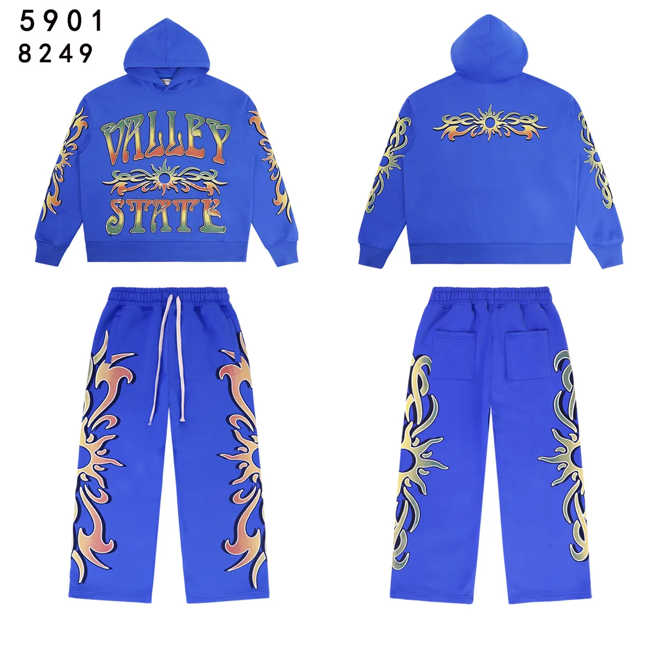 Graphic-Print Flame Motif Tracksuit