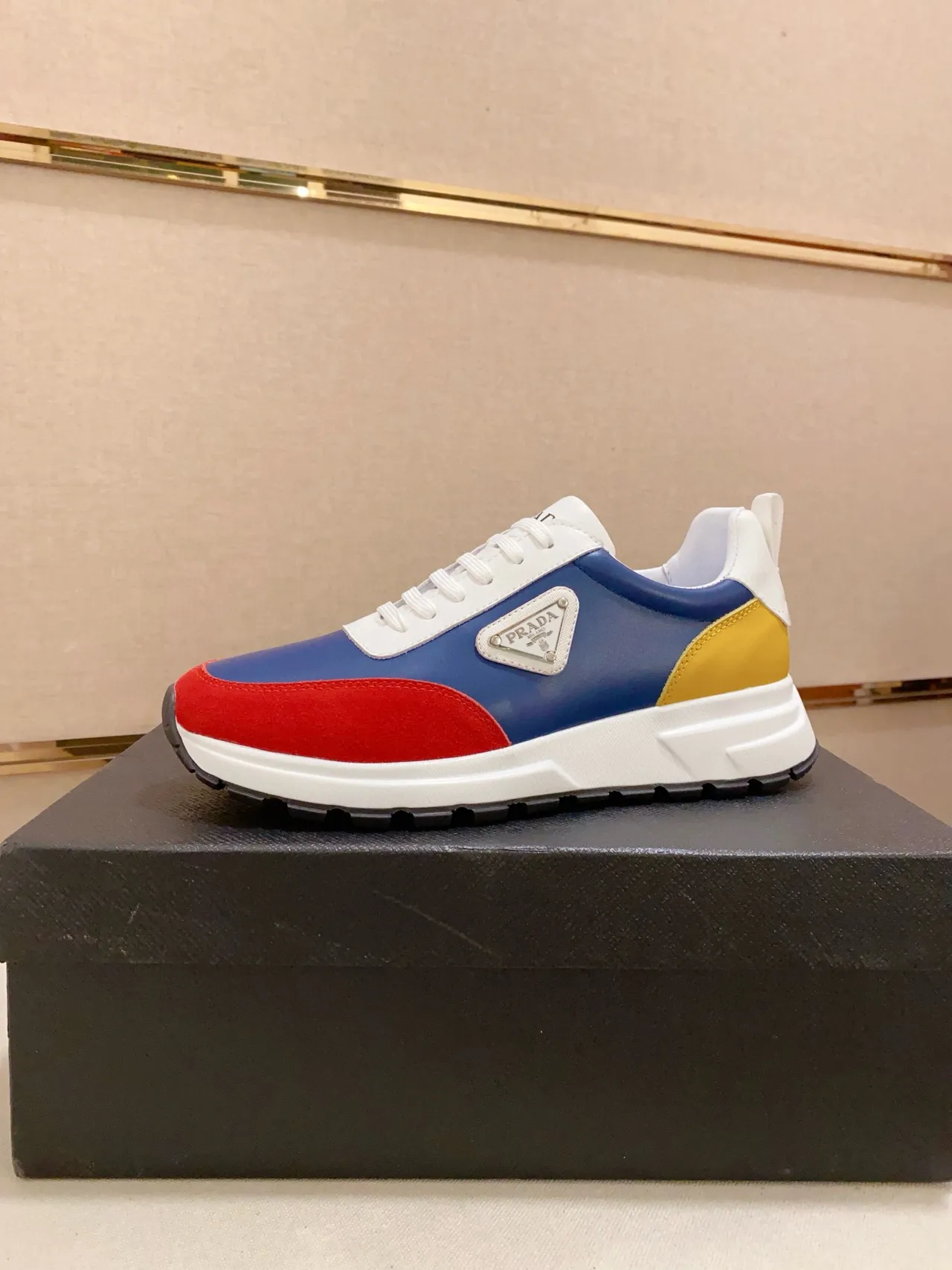 Prada Cloudbust Color-Block Leather and Suede Lifestyle Sneakers