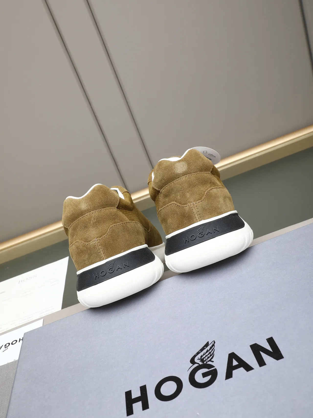 Hogan Brown White Suede Upper Chunky Sole Lifestyle Sneakers