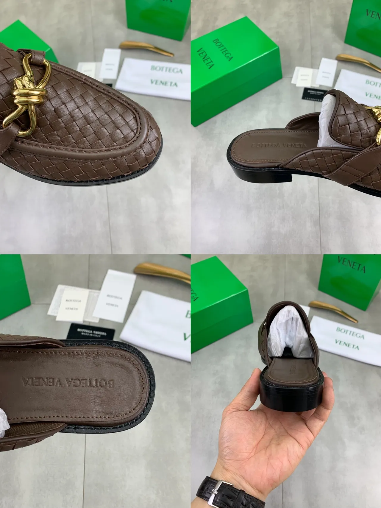 Bottega Veneta Andiamo Brown Intrecciato Woven Leather Loafers